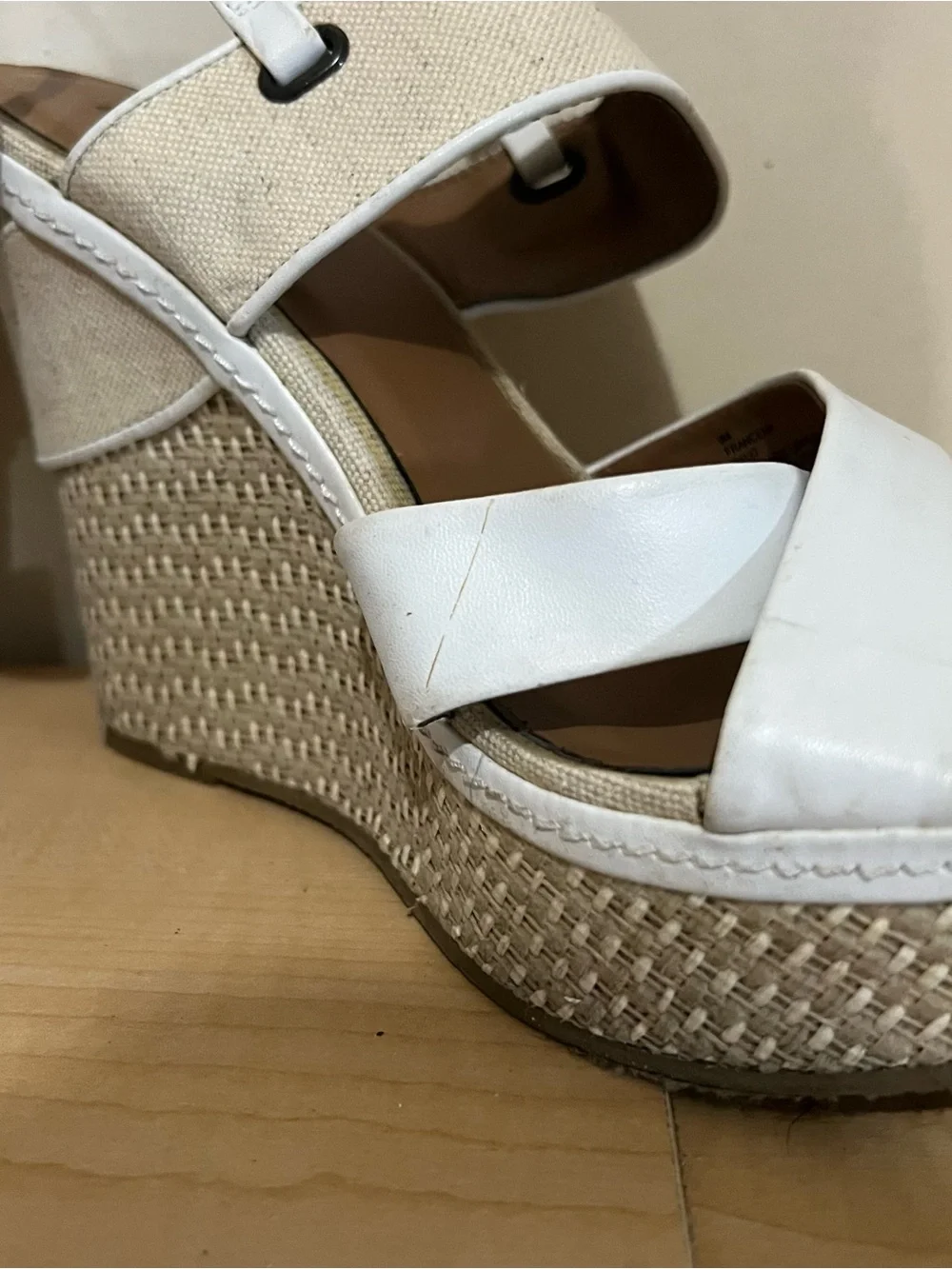 MIA Cream and White Espadrille Wedge Sandals